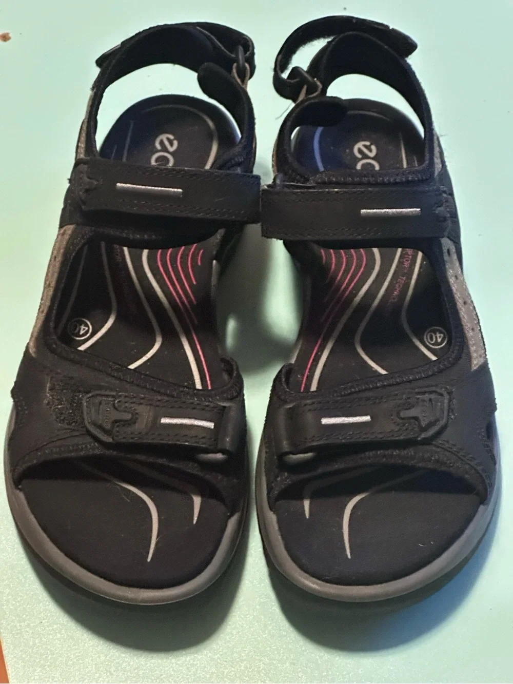 Ecco Womens Yucatan Sandals Size 9 Black Adjustable Hiking Sport Shoes Active
